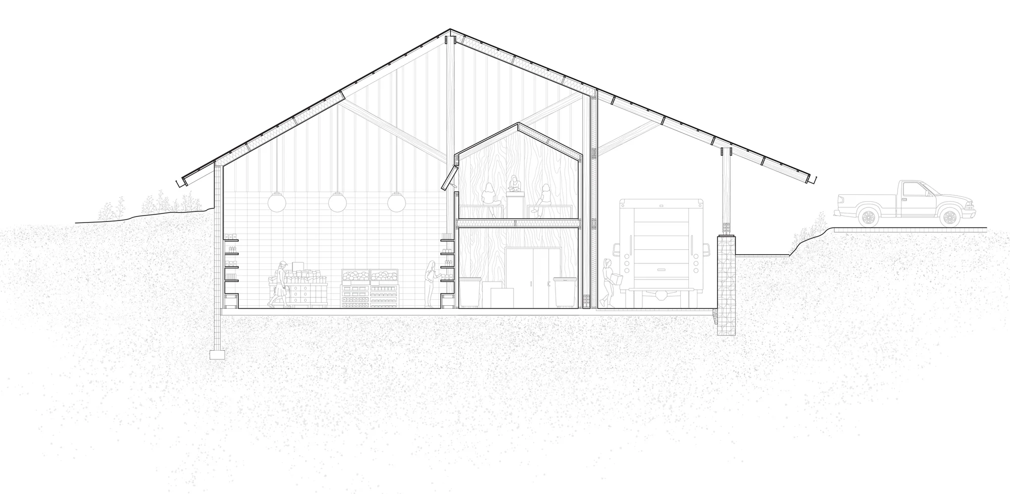 Enfield Food Pantry, Transverse Section by Andrew Wheat