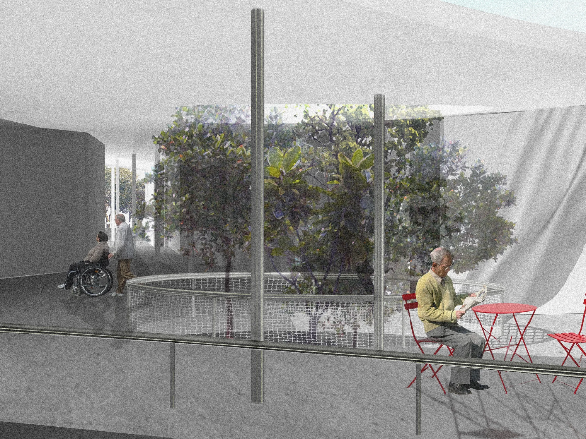 Borinquen Healing Center, Interior Commons by Andrew Wheat